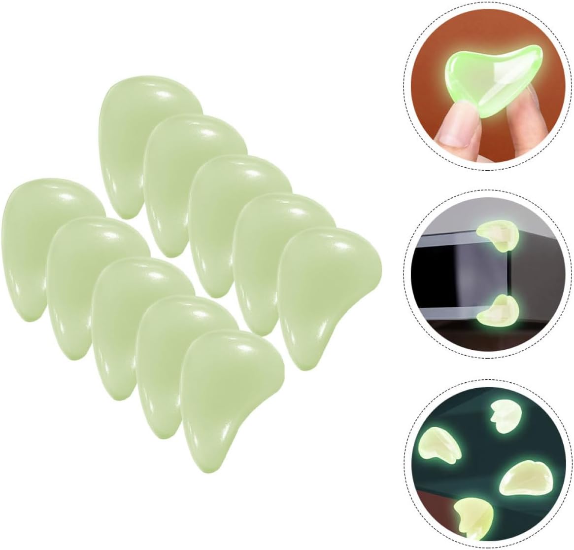 12 Pcs Luminous Drop-Shaped Corner Guards Soft Transparent Table Corner Protectors Safety Proofing Furniture Bumpers Visible Night Glow Easy Install