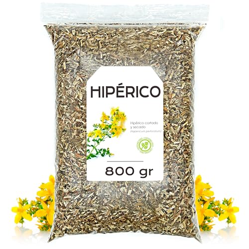 Hipérico Hierba de San Juan 800 gr - Infusión de Hipérico Cortado y Secado - Propiedades Naturales - Infusión de Hierbas (800 gr)
