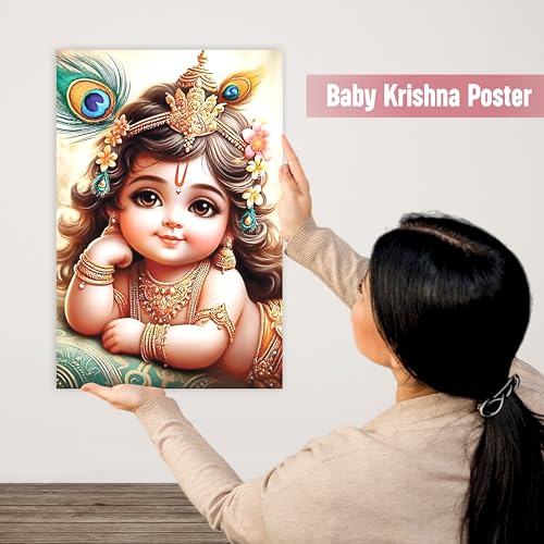 Image of Twinster Bal krishna Posters Photo for Pregnant Women, Baby Poster Self Adhesive (Size 45 cm by 30 cm) Pack of 1 (Design1)