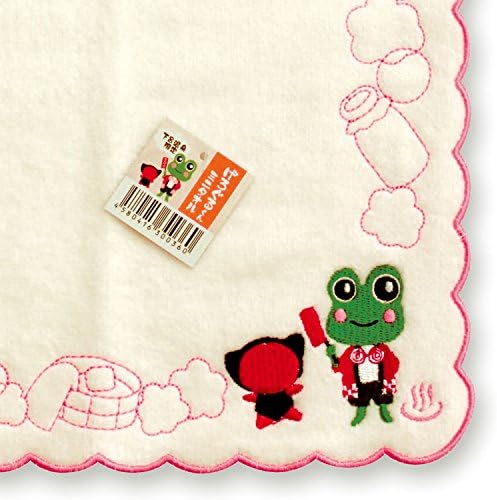 下呂温泉限定 さるぼぼ＆げろぐるくん ふわふわタオルハンカチ ミニタオル （ピンク） /約24cm×24cm//