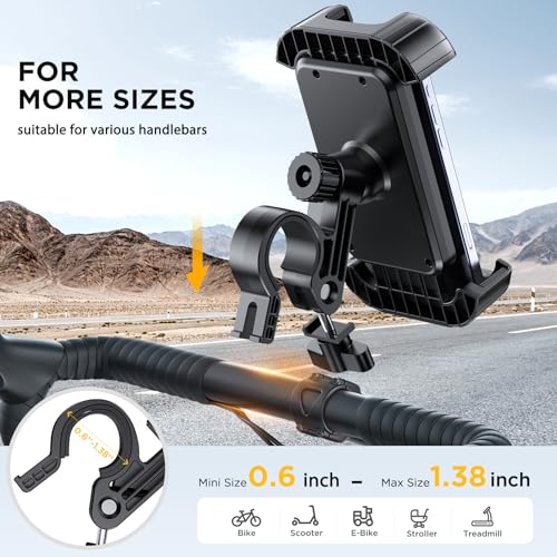Image of Miracase Bike Phone Holder - [Anti Shake] Motorcycle phone Mount, Phone Holder for Bike, Bicycle Phone Mount Handlebar Cell Phone Holder -[Silicone Wrapped] Scooter Bike Accessories for iPhone Samsung
