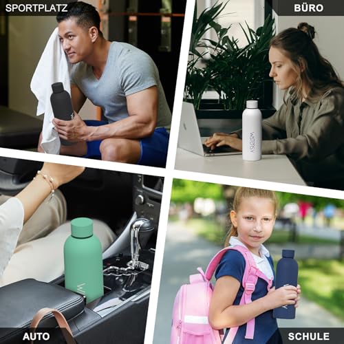 WATERSY Thermosflasche 500ml Edelstahl Trinkflasche, BPA-freie Water Bottle Auslaufsicher Wasserflasche Sport Thermoskanne 24h Kalt & 12h Warm, Dunkelblau
