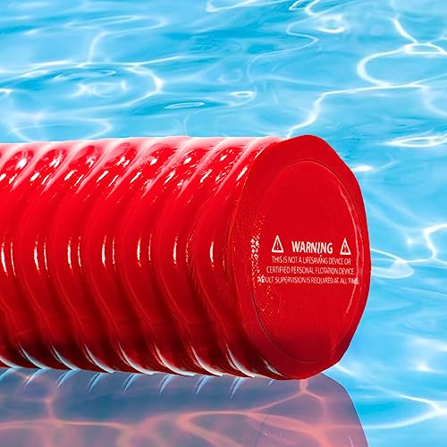 Vos Mega Foam Pool Wavy Noodle (Rave Red, 1 Pack), Premium & Big, Super Soft Pool Noodle For Swimming And Floating, Pool Floats, Lake Floats For Adults & Kids #TOP1
