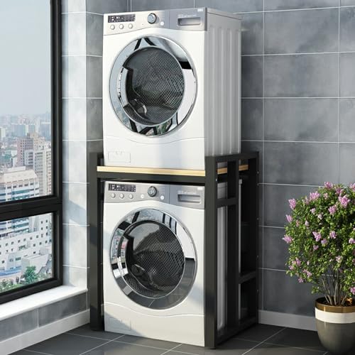 Kit de apilamiento para lavadora y secadora Estante Portátil Sobre Lavadora Y Secadora, Kit de Soporte Apilable para secadoras, Ahorro de espacio Baño Balcón Lavadero Versátil Soporte para lavadora (