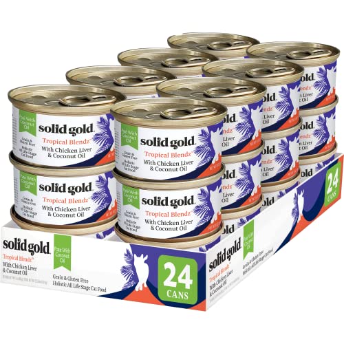 Image of Solid Gold Wet Cat Food Pate in Coconut Oil - Healthy Canned Cat Food Pate w /Real Chicken Liver, Omega Fatty Acids & Vitamins - Grain Free & Gluten Free Canned Meals for Cats & Kittens - 24ct /3oz
