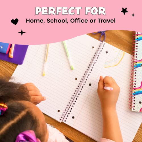 Yoobi College Ruled Spiral Notebook Set — Bulk 6-Pack Of 1 Subject Notebooks, Ice Cream, Palm Leaves & Flamingo Designs — 100 Perforated 3-Hole Punched Sheets, For School, Office & Home — 10.5” X 8” #TOP5