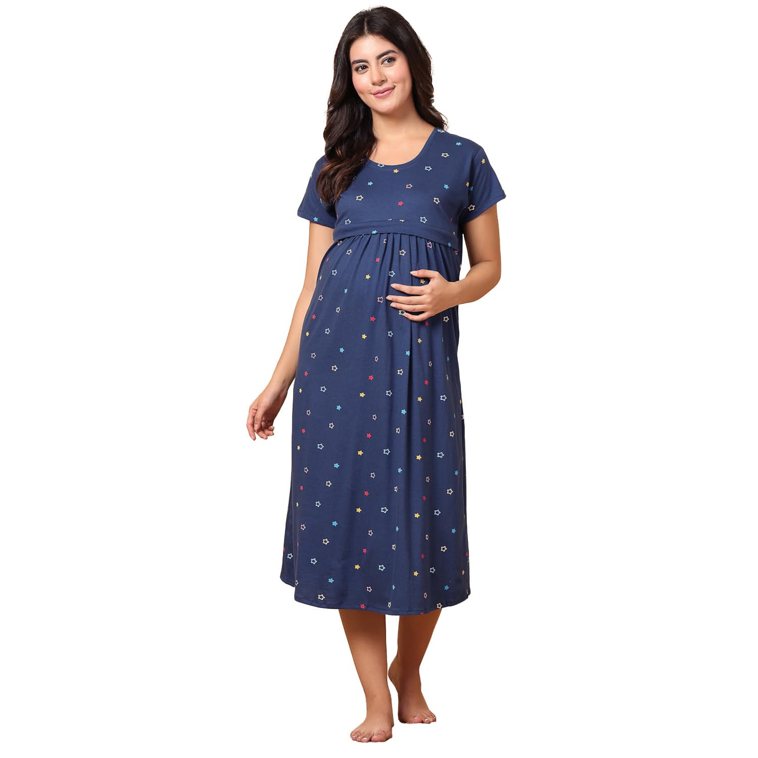 Secret Wish Floral Hosiery Maternity Nighty