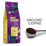 Door County Coffee Raspberry Almond, Flavored Coffee Ground - 8 oz Bag - Spring-Summer Seasonal - Medium Roast - 100% Specialty Arabica - Raspberry, Sugar Coated Almonds Flavored