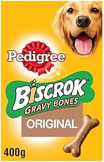 Pedigree Biscrock Dog Gravy Bones Dog Biscuits Low Fat Tasty Dog Treat 400g (Pack of 2)