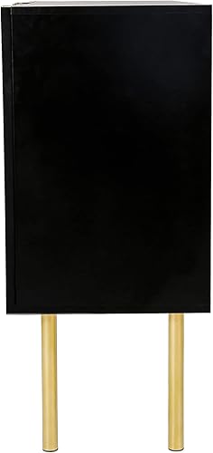 Vista 9 de Tdewlye Aparador de estilo lujoso con patas y asas de metal dorado, estantes ajustables, para comedor, sala de estar, entrada (negro)