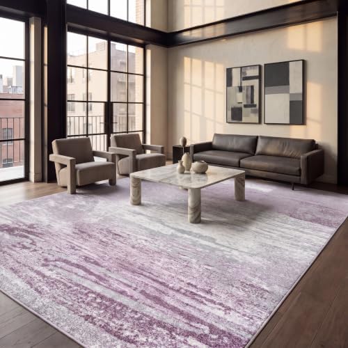 SAFAVIEH Adirondack Collection Area Rug - 9' x 12', Grey & Purple, Modern Abstract Design, Non-Shedding & Easy Care, Ideal for High Traffic Areas in Living Room, Bedroom (ADR112V)