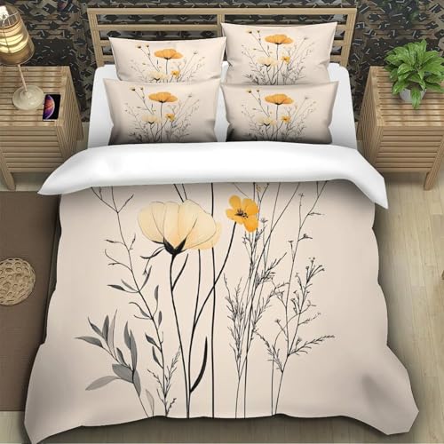 Linge de lit imprimé fleurs sauvages housse couette microfibre douce - 5