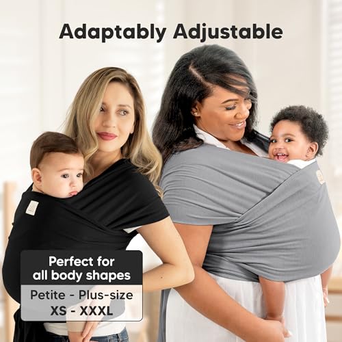 keababies baby wrap carrier - all in 1 original baby carrier newborn to toddler sling easy to wear hands free bonding lightweight breathable infant wraps trendy black