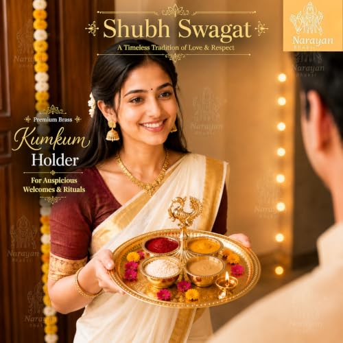 Image of Dual Purpose Brass kankavati with Peacock chowmukh | choupala | chopala | chokra for Pooja | 4 Bowl kumkum haldi Rice Holder | Traditional Home Temple & Festival Decor Item Large Size(226 gm)