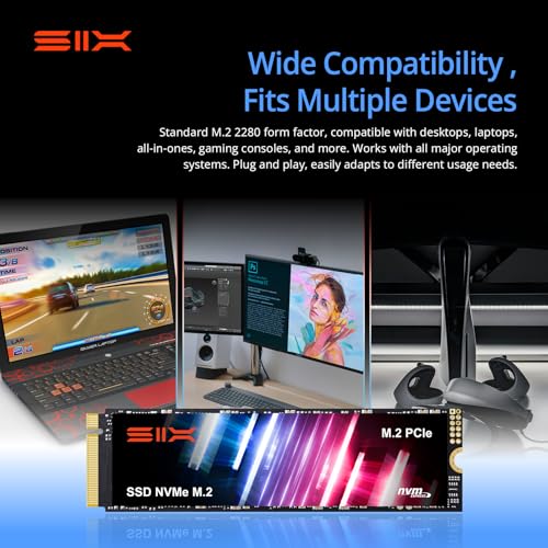 Image of SIX NVME X5000 PRO M.2 SSD PCIe 4.0-1TB m.2 2280 ssd, Read UP to 5000MB /s for Gaming PS5 Memory Storage Expansion with Heatsink, Internal Solid State Hard Drive PCIe gen 4x4 Nvme for Laptop Desktop pc