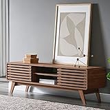 Mopio Ensley 59' Mid-Century Modern TV Stand with Slatted Door and Round Edges for TV up to 65'