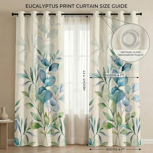 Image of VAS COLLECTIONS 100% Room Darkening Blackout Door Curtains Set of 2, 7 Feet (121 x 213 cm), Floral Design Long Curtains for Living Room & Bedroom, Thermal Insulated, Privacy Curtains (Aquatic Fern)