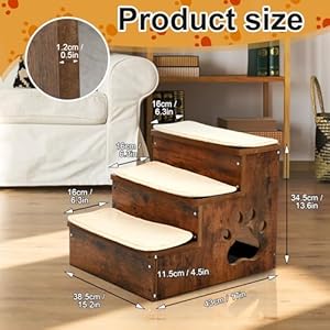   2-Pcs-Wooden-Dog-Stairs-Steps-152-x-17-x-136-3-Tiers-Pet-Steps-for-Medium-Dogs-Non-Slip-Puppy-Stairs-with-Storage-and-3-Pcs-Washable-Carpeted-for-Pets-Get-on-and-off-The-High-Beds