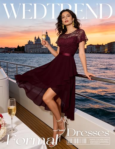 Image of Wedtrend Women's Formal Wedding Guest Dress Ruffle Bridesmaid Dress Flutter Sleeve Prom Dresses for Teens