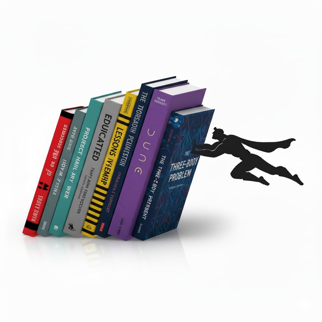 Superhero Book Ends | Illusion Metal Bookends for Desk | Book Holder for Home Decorative - Gift for Book Lovers and Home Décor | Desk Accessories for Study Room-image-9