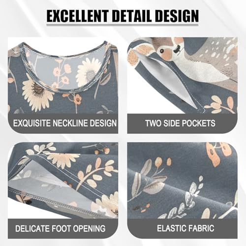 senya Short Sleeve Pajamas Sets Summer Cotton Sleepwear Deer with Flowers4