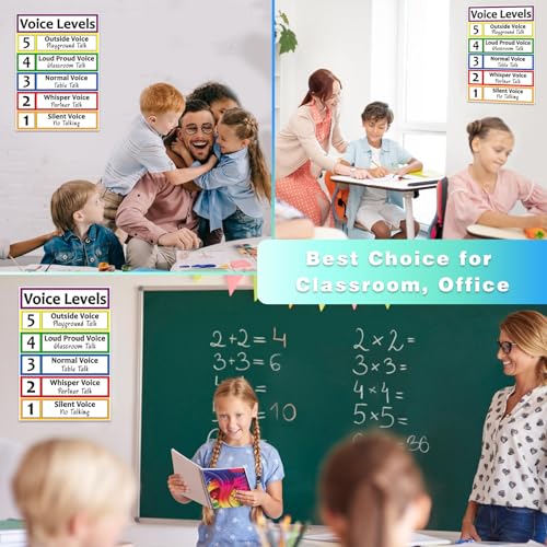 Image of BIZIBAFF Voice Levels Poster - Voice Levels Poster Chart for Classroom Decorations Noise Level Chart Educational Posters for Back to School Elementary Kindergarten Teachers Supplies