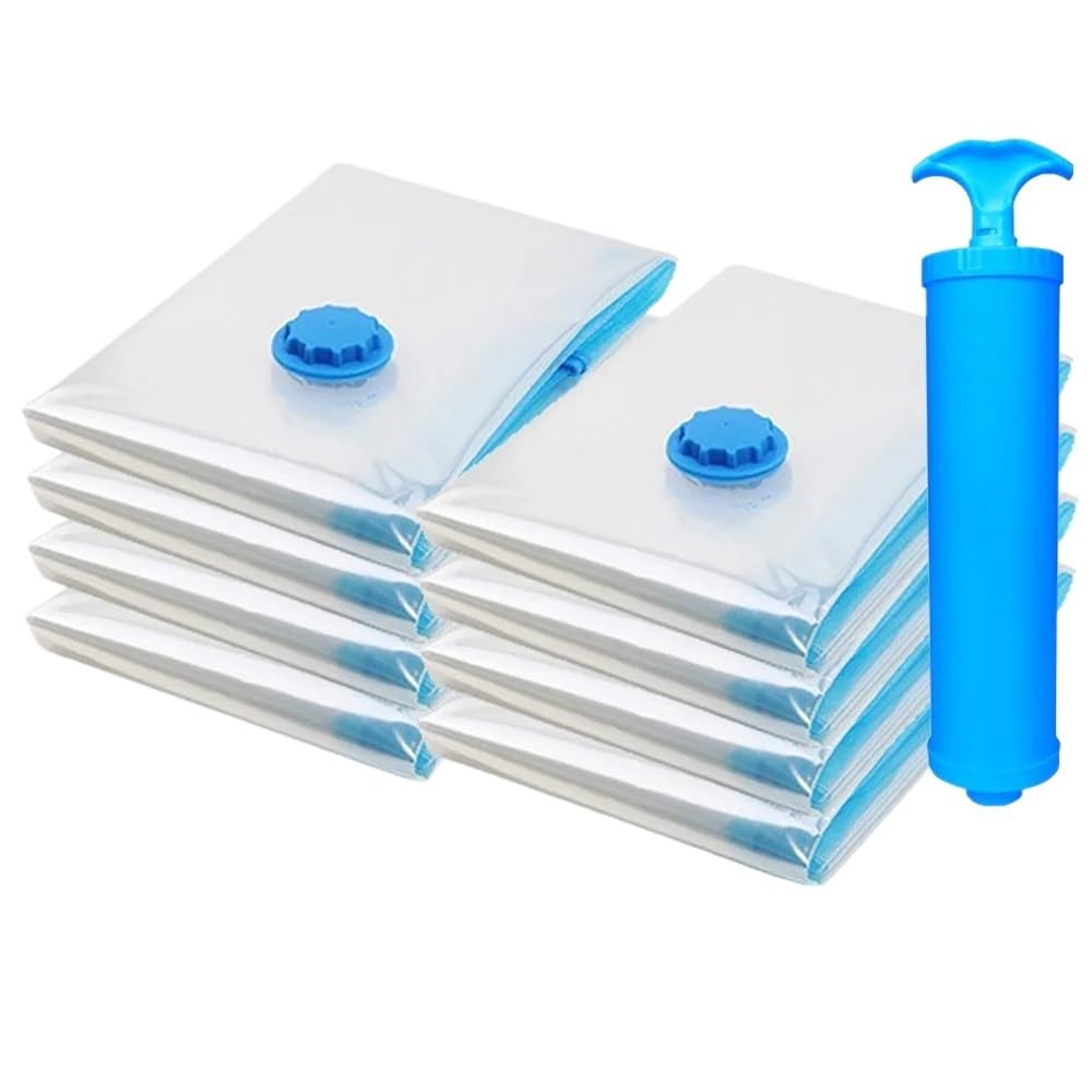 Vakuumierbeutel 8/4 STK Platzsparende Beutel for Organizer Vakuum Decke Versiegelt for Kleidung Kissen Bettwäsche Lagerung Reisetaschen(8pcs with hand pump,80x110cm)