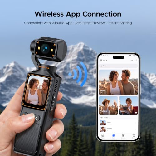 Image of 2K Vlogging Camera with 180 Rotating Lens, Handheld Pocket POV Video Camera, WiFi App, 7H Battery, 1.69 inch Screen, 32GB Card Included for YouTube, TikTok, Travel, Content Creators & Daily Vlogs