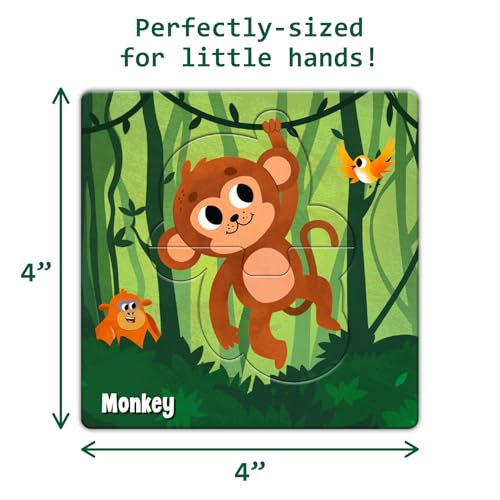 Image of Superplay Jungle Animal Puzzle Set for Kids - 12 Jigsaw Puzzles, 48 Pieces | 3 Levels Step-by-Step Learning, Preschool Educational Toy for Boys & Girls, Travel Friendly, Gifts for Ages 3, 4, 5, 6