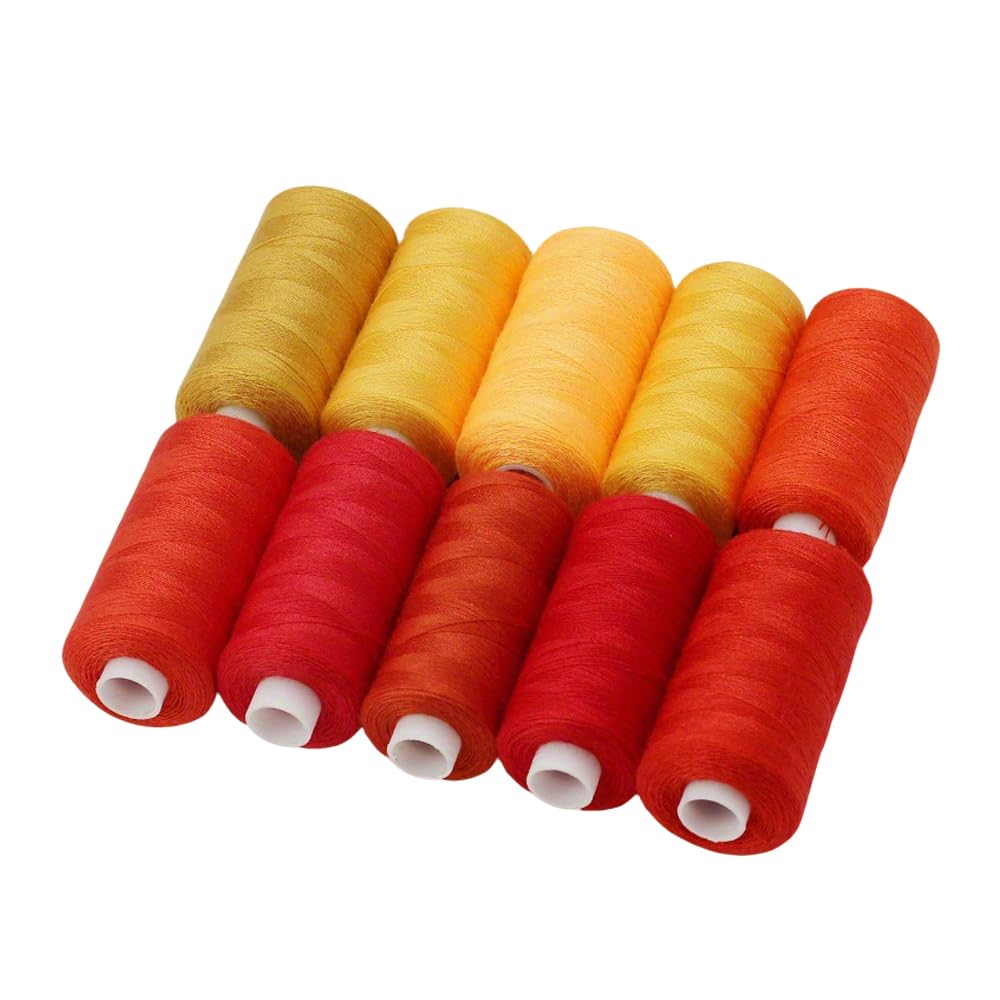10 Spools Polyester Thread, Polyester Sewing Thread for Hand and Machine Sewing, 400 Yard Per Spool, Red Tone