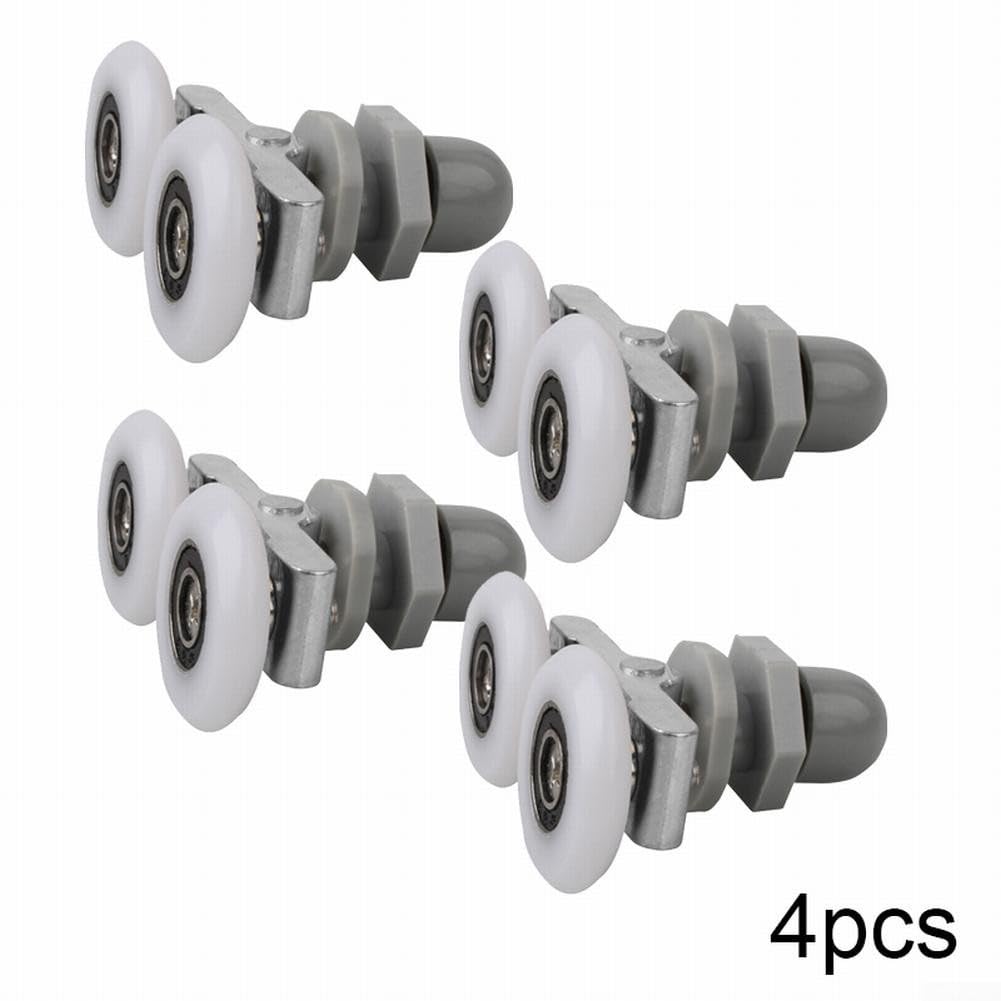 4 rotelle doppie per porta della doccia con cuscinetti in nylon e ottone per una maggiore durata e funzionalità (23 mm)