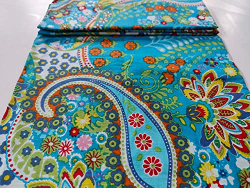Image of Floral Printed Cotton Fabric Cloth Hand Block Print Fabric Women Material Running Jaipuri Hand Block Printed Women Dress Material Kurtis Natural 44 inch Inches Width 2.5 Meter (Pattern 20)