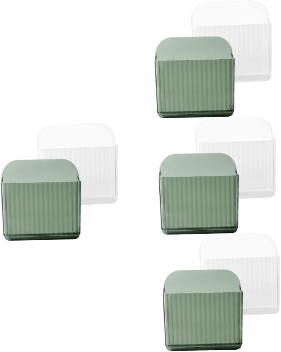 Hemobllo 8pcs Wall Mounted Remote Control Holder Stylish Storage Box for Phone Charger Easy Installation No Drilling Required for Living and Bedroom Organization