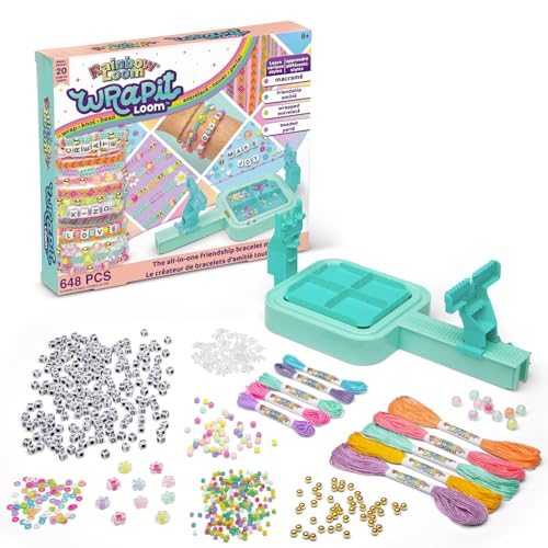 BANDAI - Rainbow Loom Wrapit - Kit de Création de Bracelets d'Amitié - Coffret 648 Pièces - 20 Projets DIY - Macramé, Perles, Fils Colorés - Cadeau Loisir...