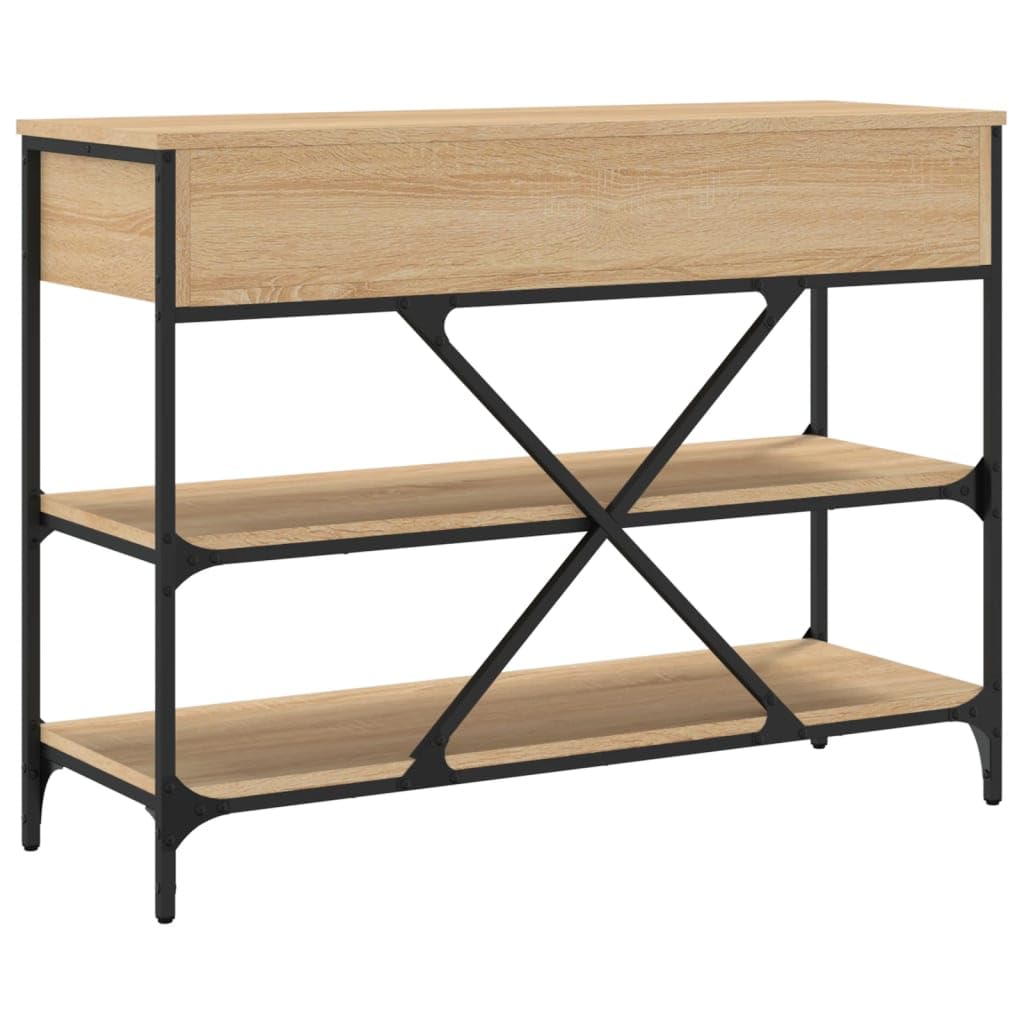 vidaXL Table Console avec Tiroirs et Étagères, Bout de Canapé avec Rangement, Table d'Appoint, Meuble de Salon Entrée, Moderne, Chêne Sonoma