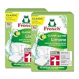 Frosch Spül-Tabs Classic Limone Doppelpack reinigen Geschirr, Töpfe und Pfannen strahlend sauber. Vorteilspack mit 140 Waschladungen Tabs mit wasserlöslicher Folie