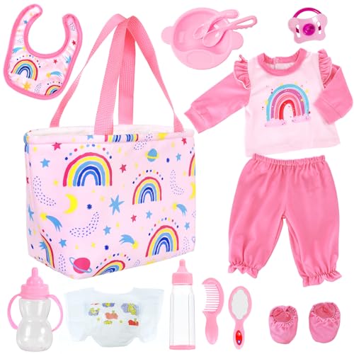 13 Teile Puppenzubehör Puppenkleidung Babypuppe Fütterung und Pflege Set...