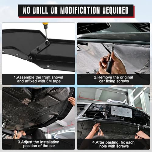 Bracingo Front Bumper Lip fit for Chevy Chevrolet Corvette C8 Stingray Z51 Convertible Coupe 2020 2021 2022 2023 2024,Front Lip Chin,Spoil Splitter Lower Protect Guards,Carbon Flash,3PCS - Image 6