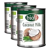 BIOASIA Leche de coco ecológica, 18 % de grasa, ideal para cocinar, hornear, postres y cócteles, vegana, sin gluten y sin lactosa, 1 x 160 ml (Paquete de 3)