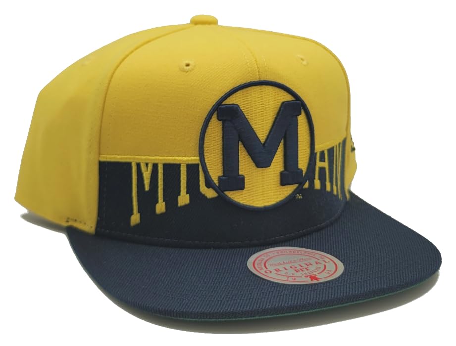 Casquette snapback Michigan Wolverines Mitchell & Ness jaune et bleue - 4