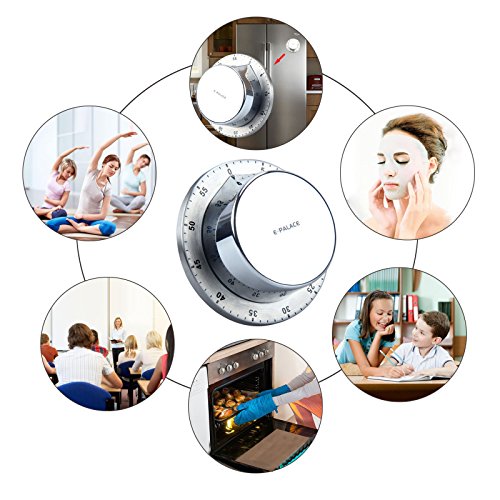 Kitchen Timer, 60 Minute Timer,Magnetic Loud Alarm,Mechanical Stainless Steel Cooking Timer (1Pack) #TOP6