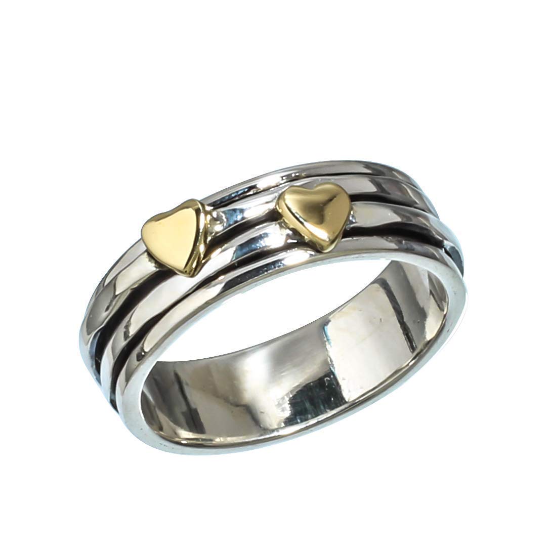 Anillos de plata de banda ancha para mujer,Kanika Jewelry Trove Attractive Rings, Vintage Style 925 Solid Sterling Silver Jewelry Spinner Ring