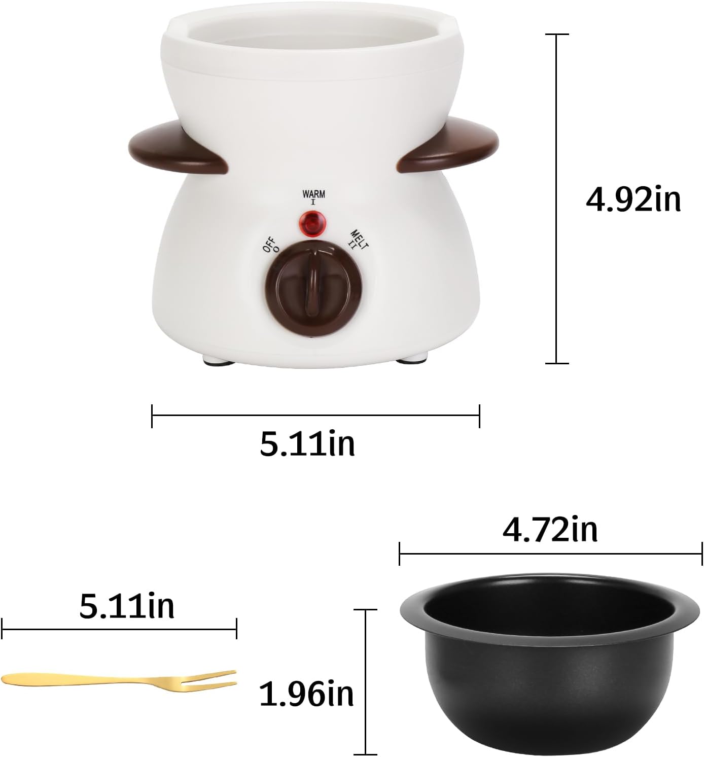 Mini Chocolate Fondue Pot Electric Chocolate Melting Pot with 6pcs Artistic Forks Perfect for Children's Party Christmas Gifts (White)