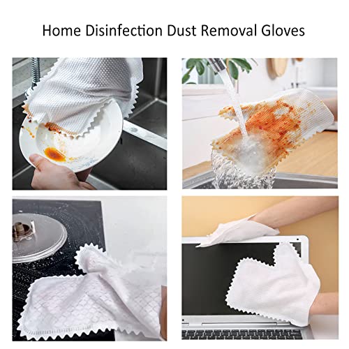 20Pcs Home Disinfection Dust Removal Gloves, Microfiber Fish Scale Cleaning Duster Glove, Washable, Reusable Wet & Dry Kitchen Mitt, Double Sided Disposable Dust Gloves #TOP4