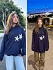 Sudadera con capucha Aelfric Eden Star Y2k oversized gráfica, cuello redondo, manga larga, estética 90s 4