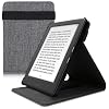 kwmobile Cover Compatibel met Kobo Aura H2O Edition 1 – Stof e-Reader Case met Handriem en Stand – Stof Grijs