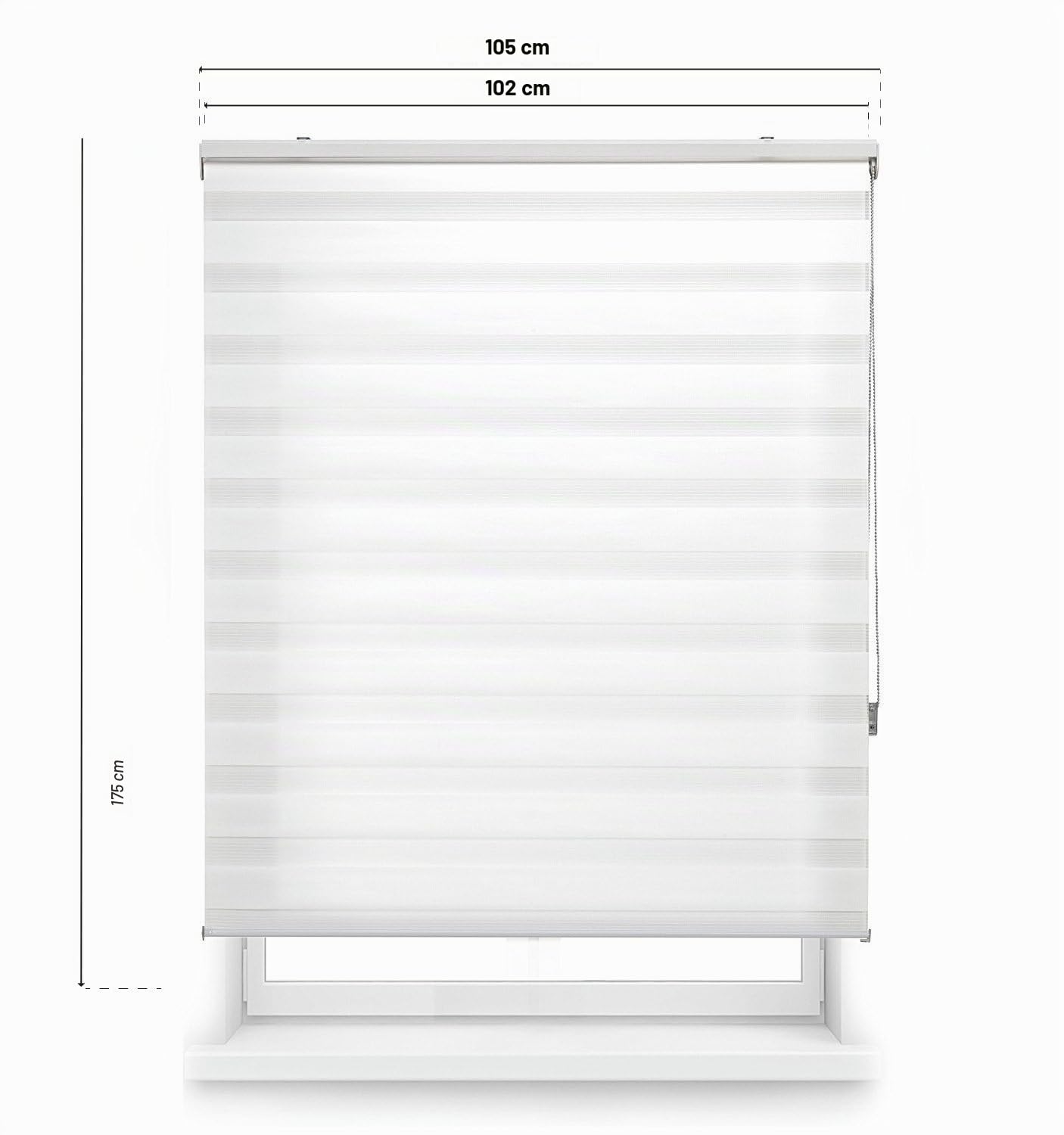 Estoralis - Shae - Estor Enrollable Doble Tejido, Noche y día, Blanco Roto, 105 x 175 cm