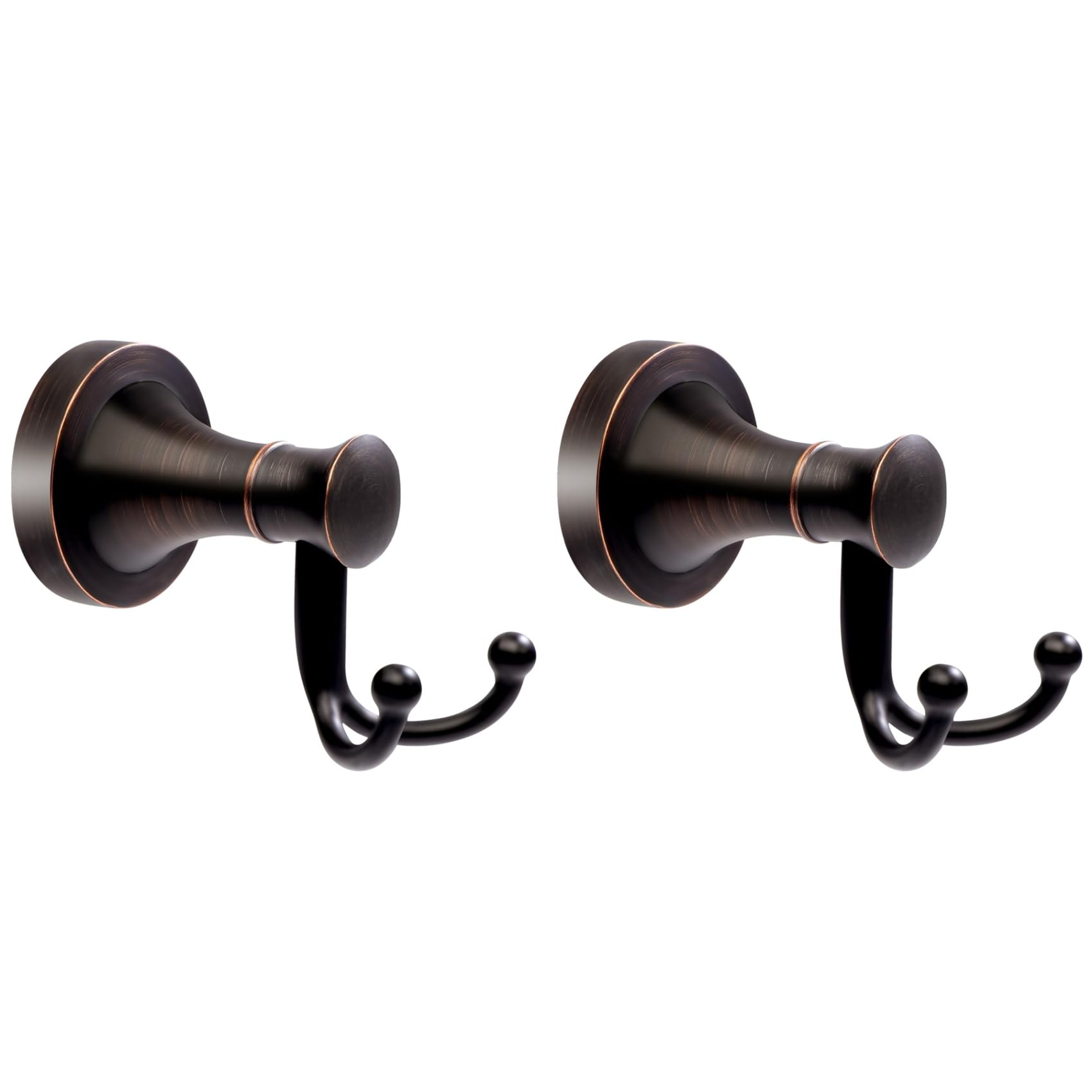 Jnchdghwa 2X Bronze Towel Hooks, Bathroom Robe Hook Oil Rubbed, Heavy Duty Double Towel Hooks Bath Farmhouse Coat Clothes Hook