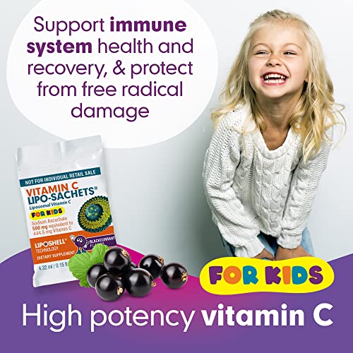 Lipo-Sachets Kids Liposomal Vitamin C Gel - Blackcurrant Flavor Kids Vitamins C. Gentle Vitamin C Supplement For Childrens Immune Support Natural No Added Sugar Liquid Vitamin C For Kids 30 Pack 500mg - Image 3