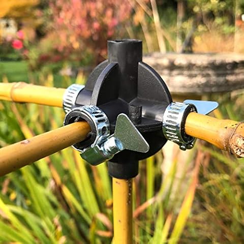 Bamboo Cane Connector Balls | Join Garden Stakes | Create Plant Supports Grow Frames Crop Covers (Pk 6 + 12 Clamps) Cover
